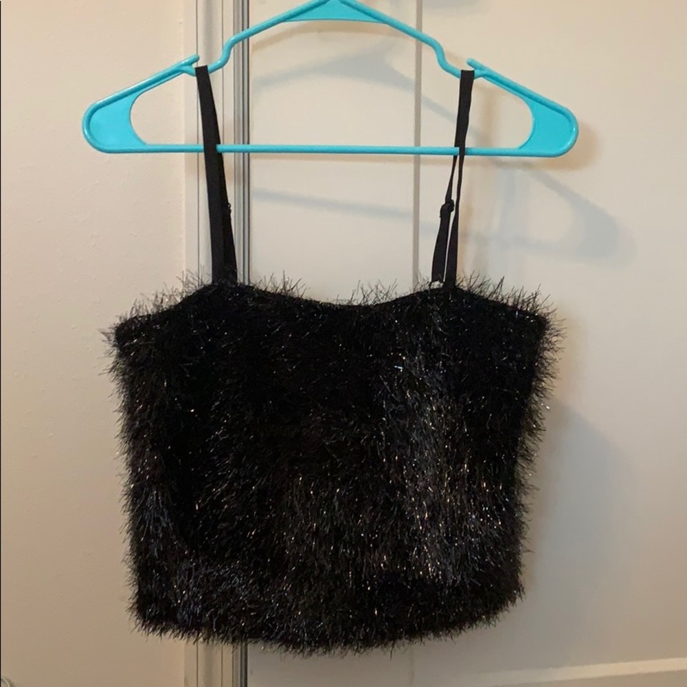 Black Party Sparkly Crop Top